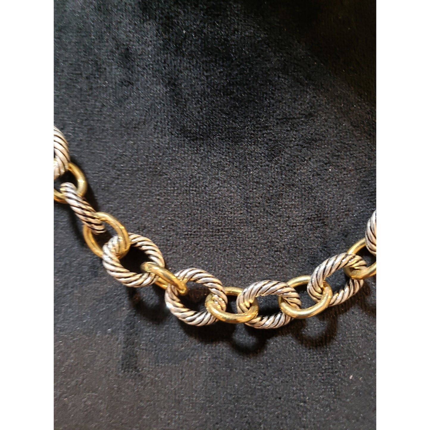 Womens Fashion 2 Tone Twisted Linked Chain Collar Necklace Jewelry with Bracelet