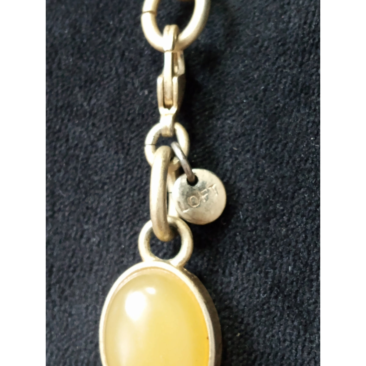 Multicolor Gemstone Pendant Chain Necklace Gold Tone Green Agate Look