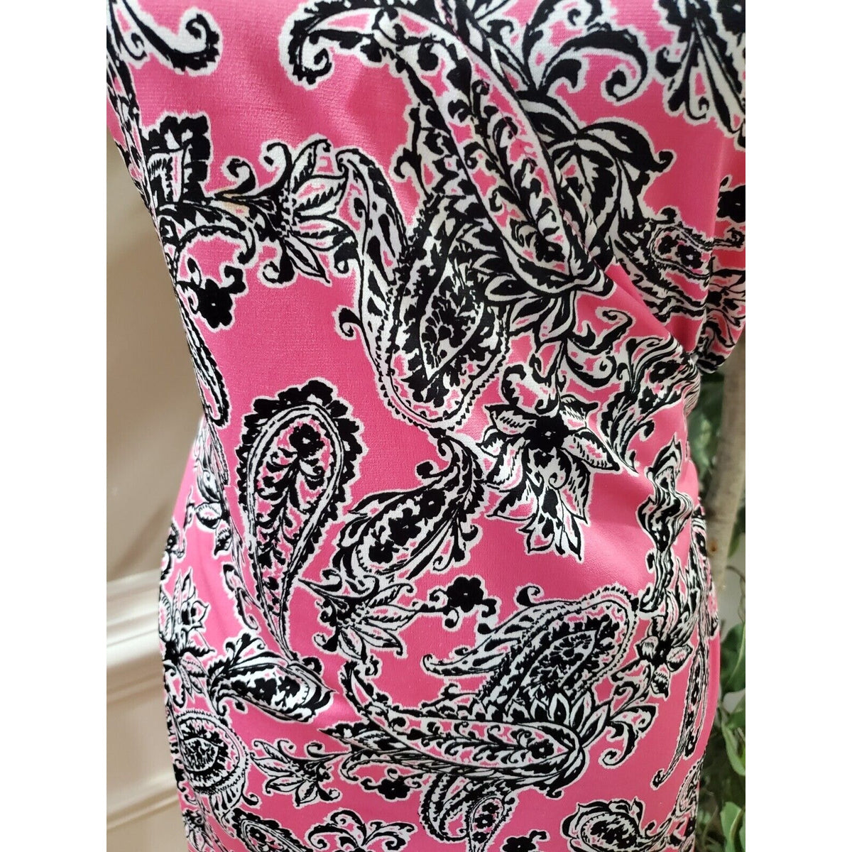 Jones New York Womens Pink Polyester V-Neck Short Sleeve Knee Length Dress Large
