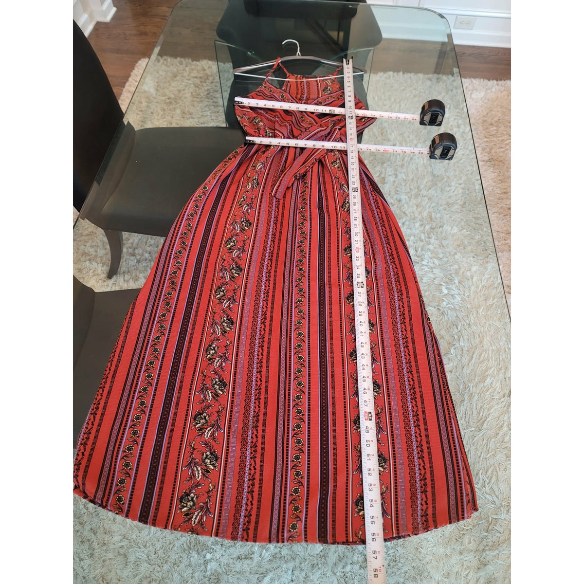 Scobe Maxi Dress Women's Size Medium Multicolor Polyester V Neck Sleeveless
