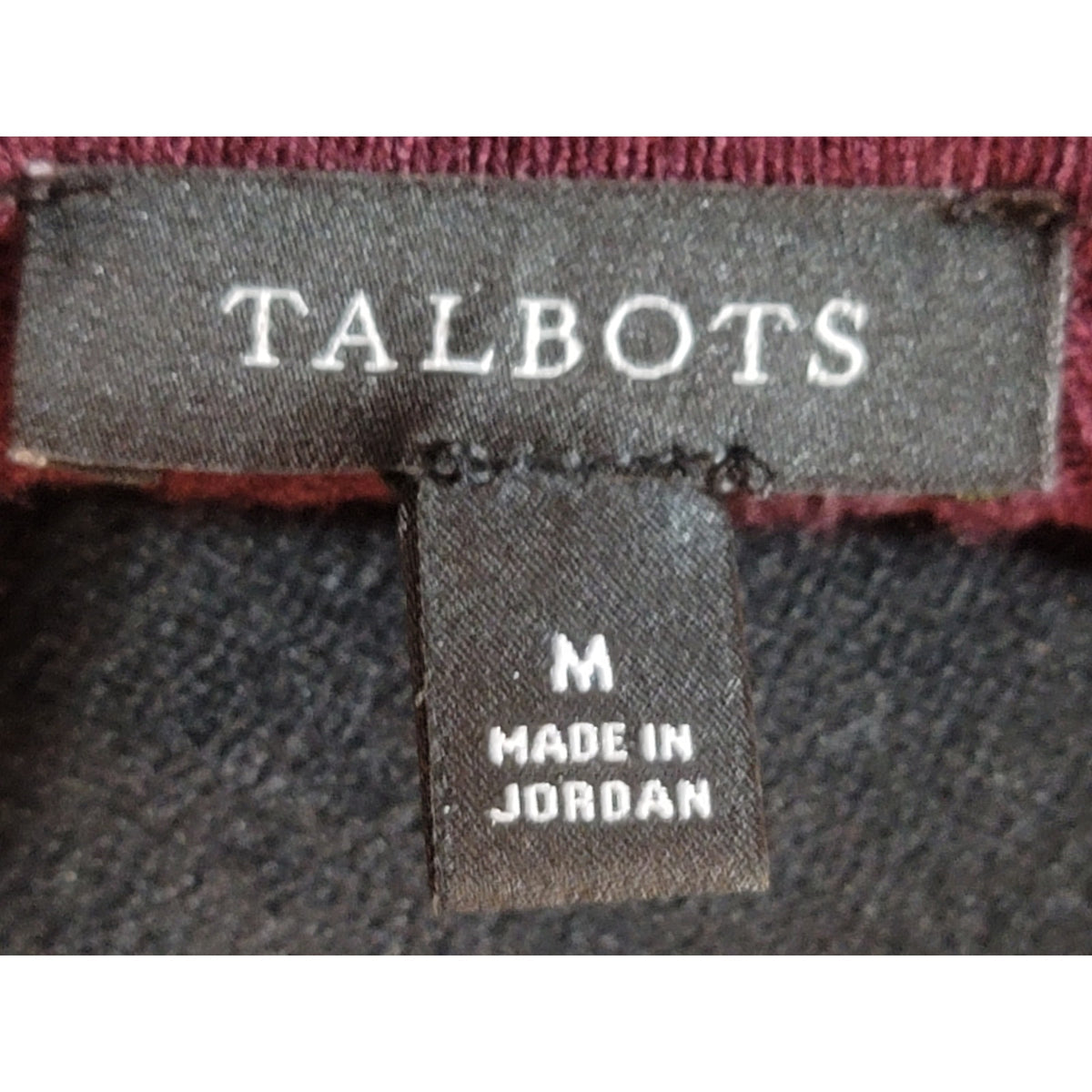 Talbots Cable Knit Sweater Women's Medium Burgundy Ribbed Hem Sheer Long Sleeve