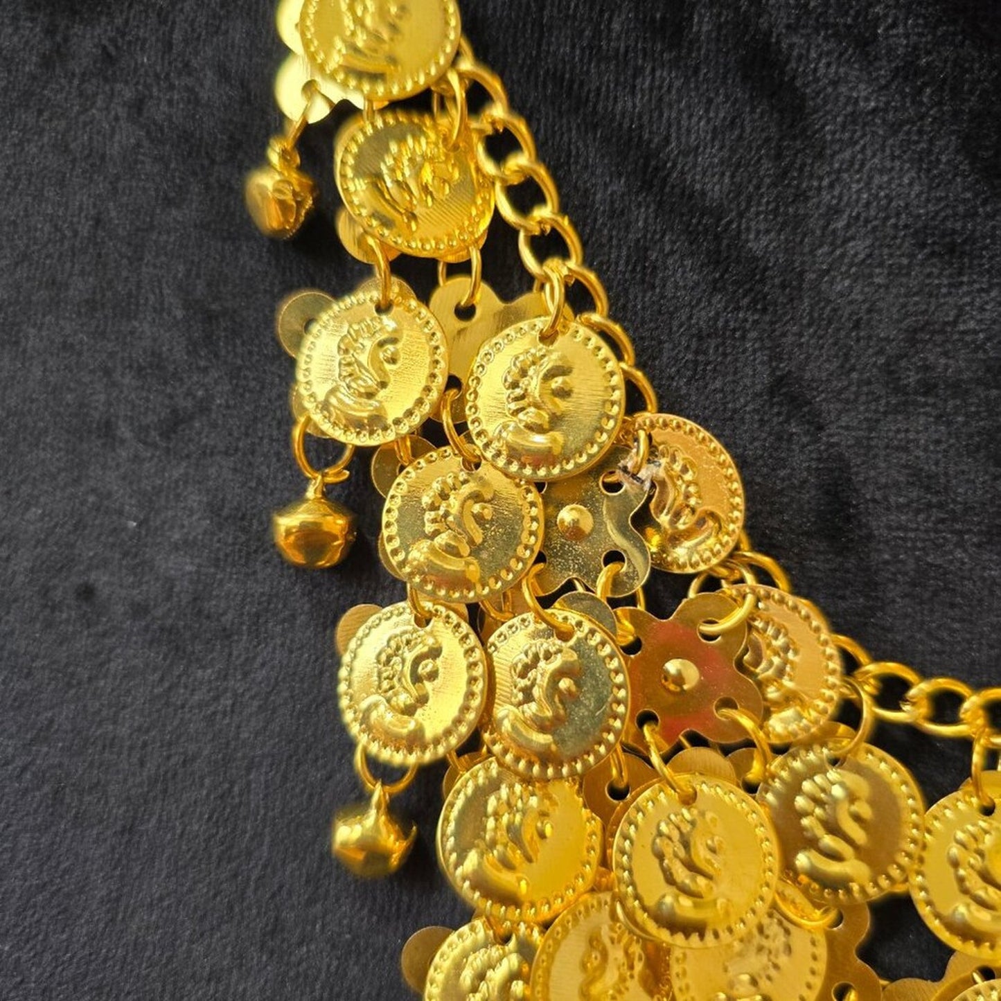 Womens Gold Tone Figure Detail Round & Bell Charm Pendant Necklace with Lobster