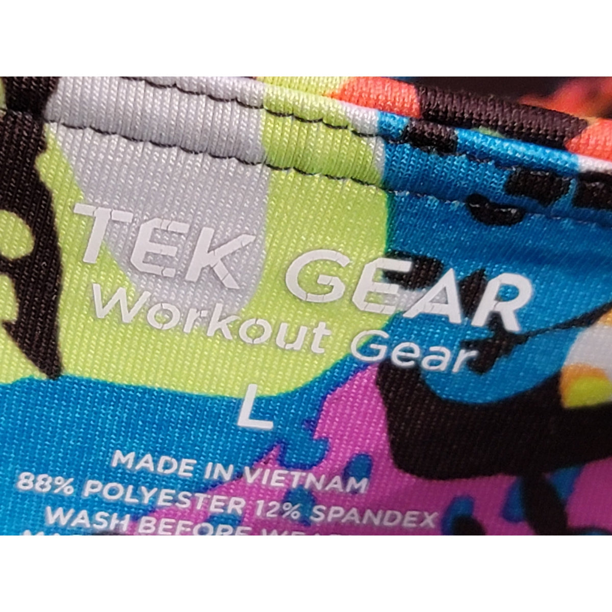 Tek Gear Workout Set Women’s Large Multicolor Abstract Cropped Leggings V-Neck