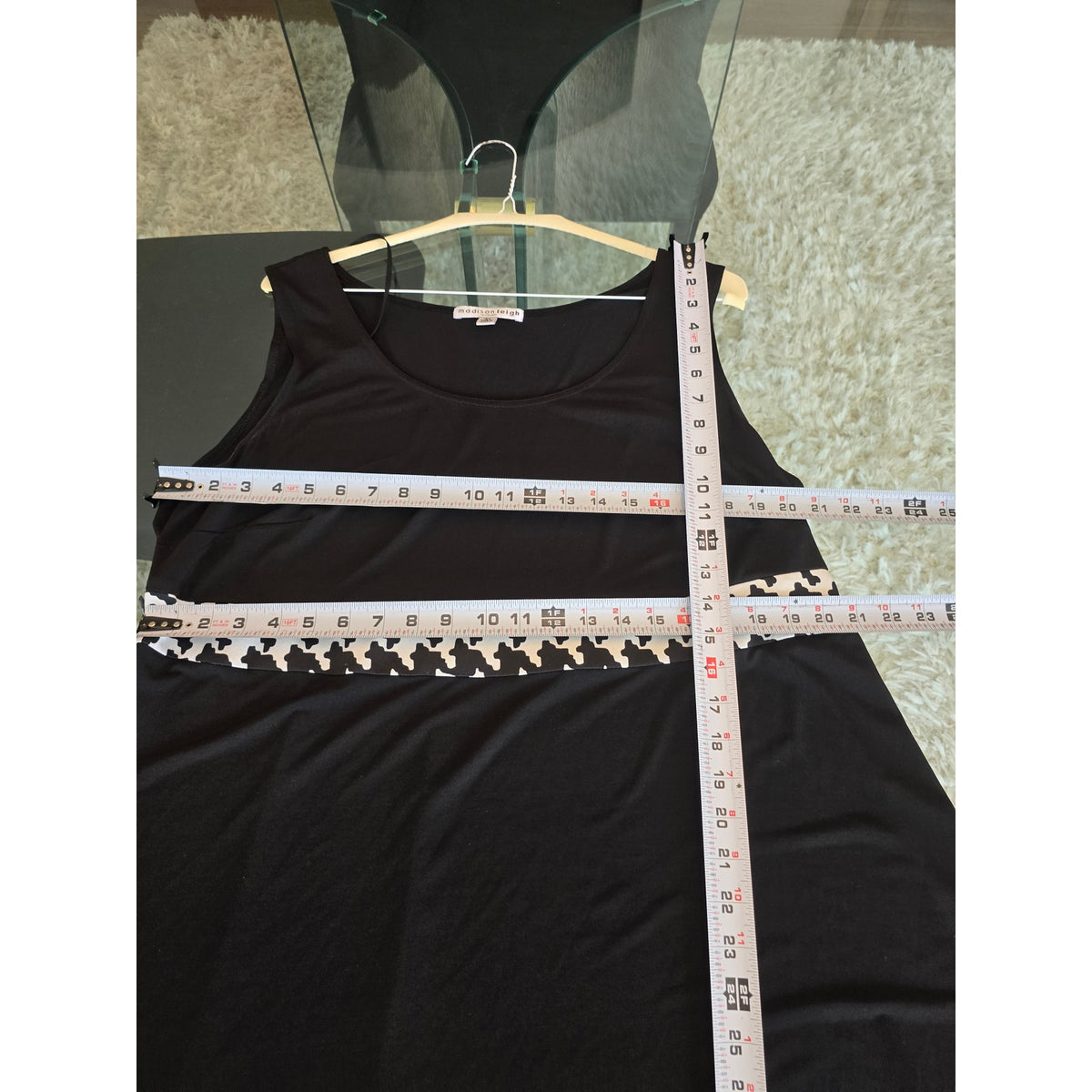Madison Leigh A-Line Dress Women's Size 18W Black/White Scoop Neck Sleeveless
