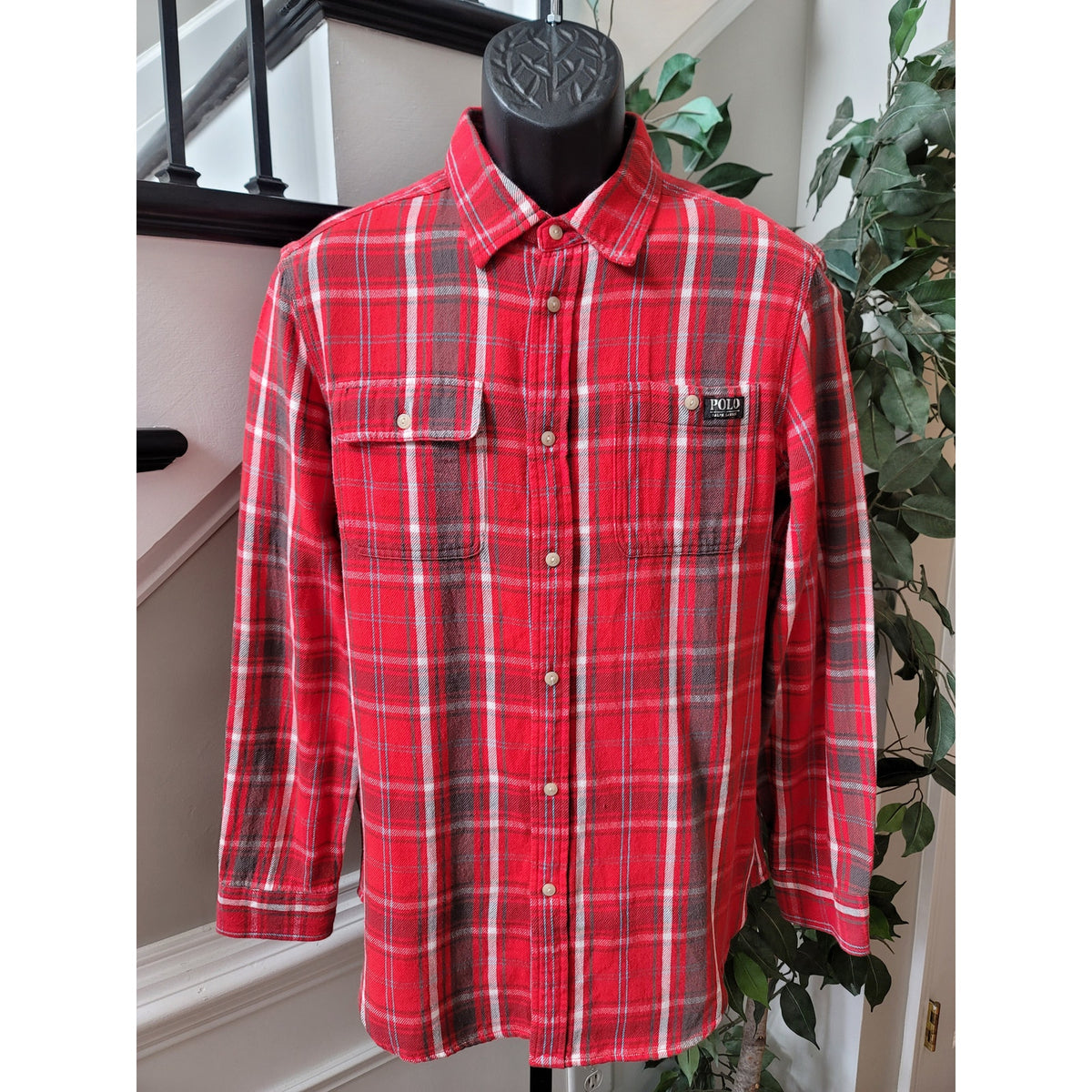 Polo Ralph Lauren Button-Down Shirt Men's X-Large Red 100% Cotton Chest Pocket