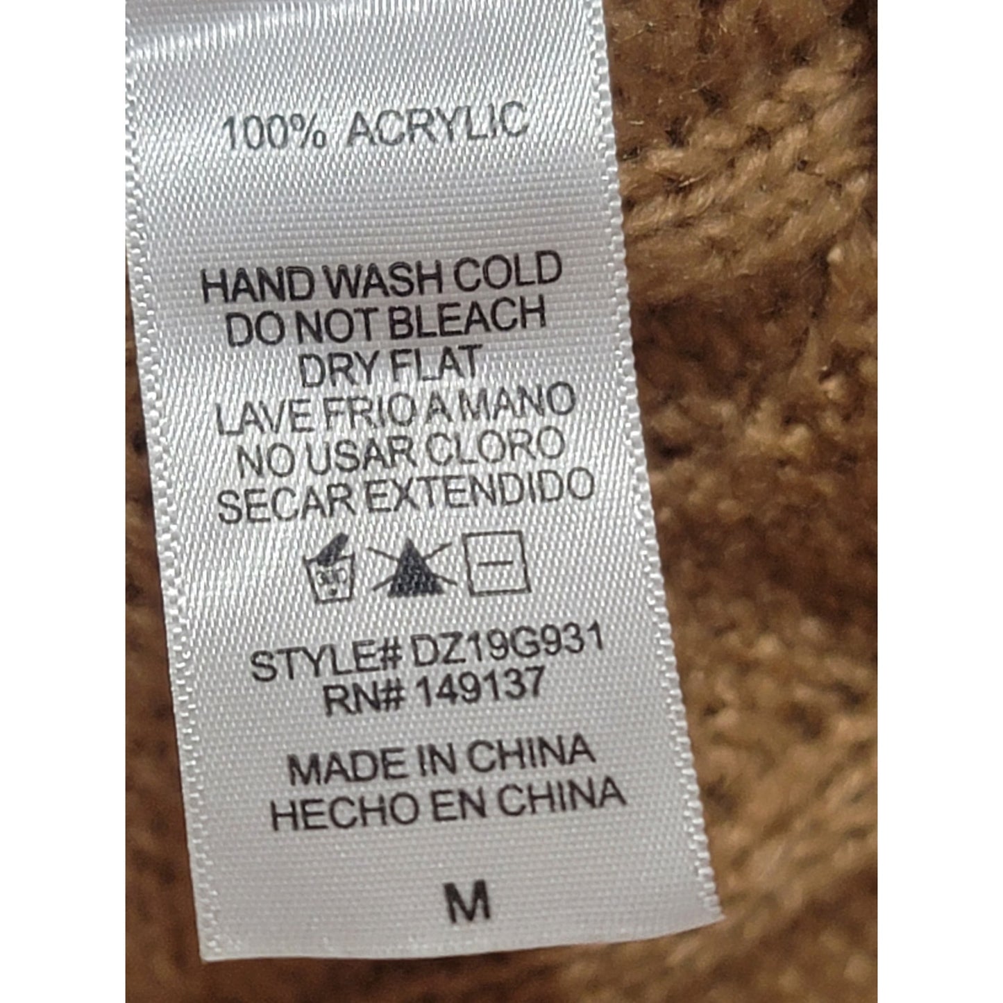 Double Zero Cable Knit Sweater Women's M Beige V-Neck Long Sleeve Pullover