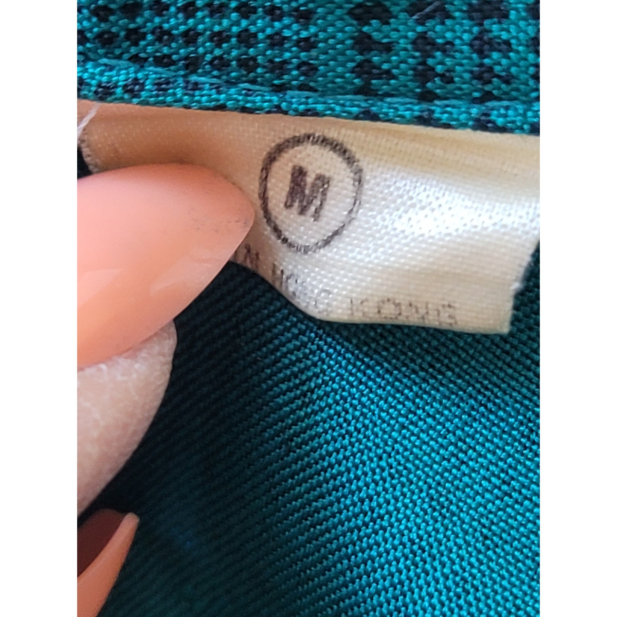 Vintage Silk Club Skirt Suit Medium Teal Green Houndstooth Plaid  Blazer