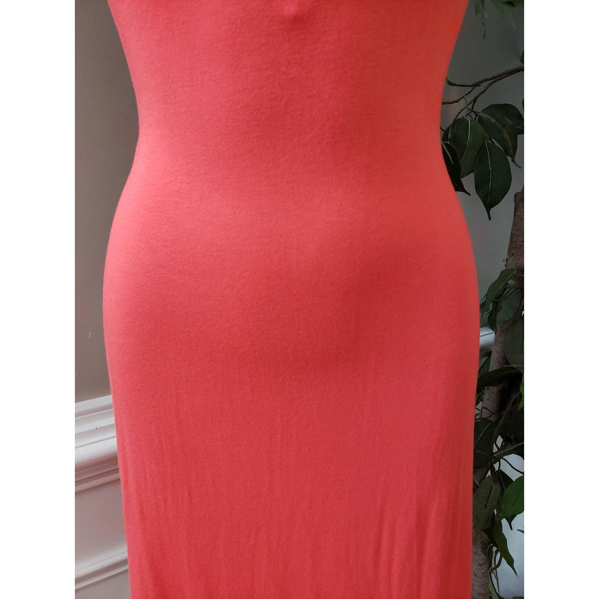 Dana Buchman Dress Women Small Coral Pink Sleeveless Keyhole Beaded Neckline