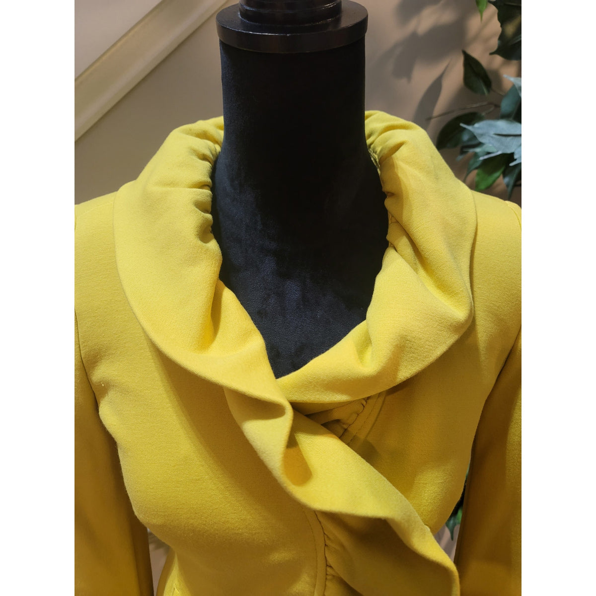 International Concepts Cardigan Jacket Womens SZ XS Yellow Ruffle Long Sleeve