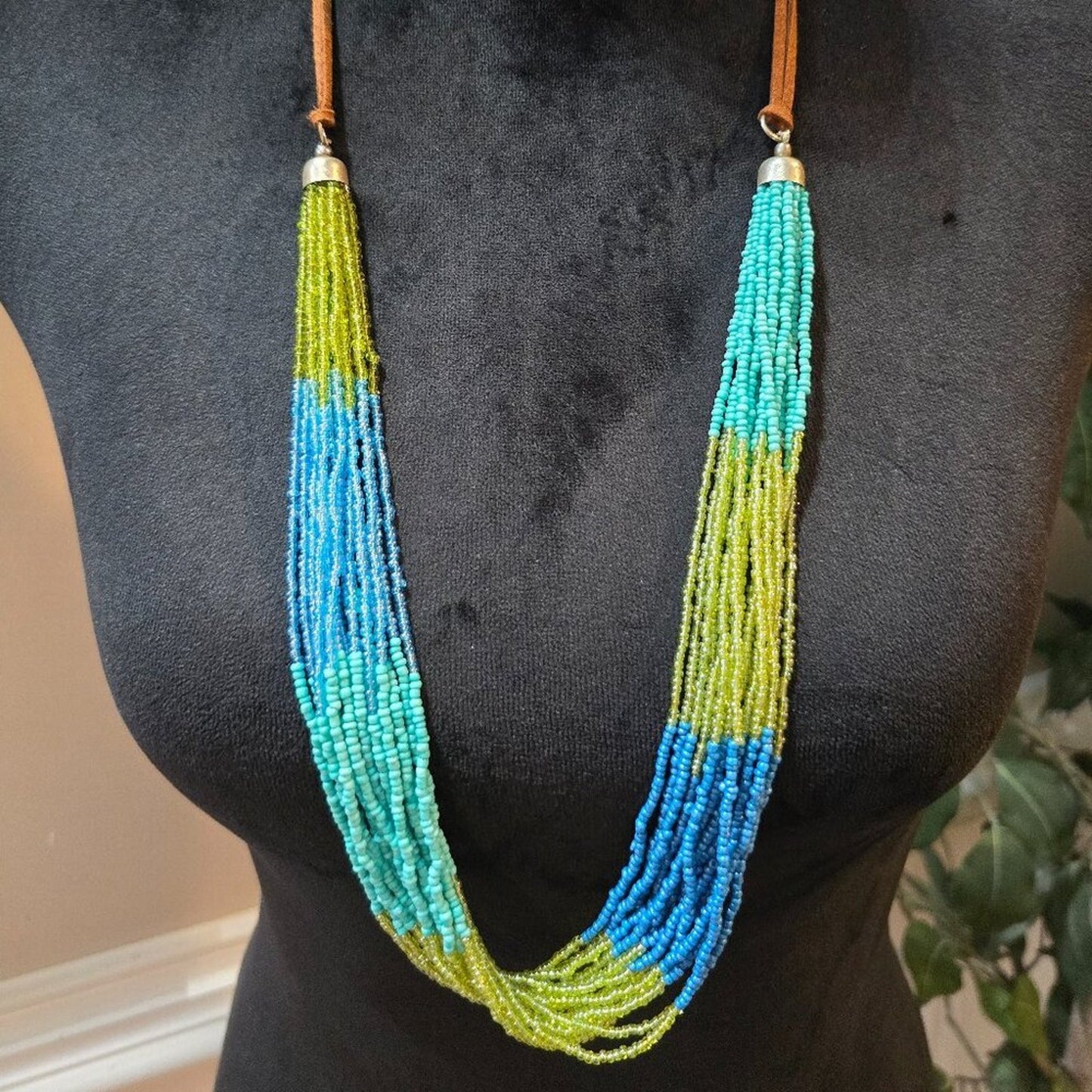 Women Fashion Multicolor Seed Beads Multiple Layered Necklace with Lobster Clasp
