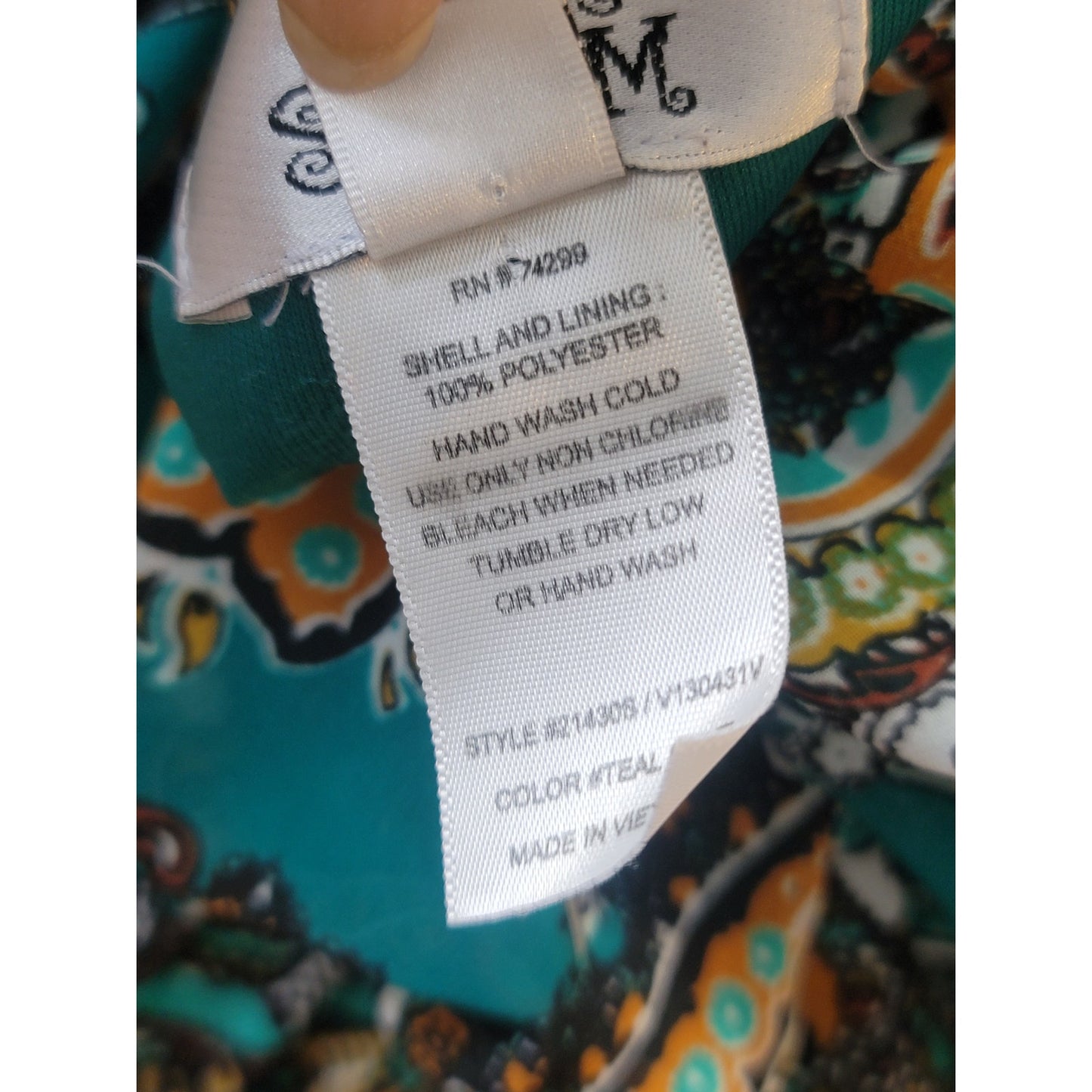 Sweet Storm Dress Womens Medium Teal Multicolor Paisley Boho Casual Lightweight