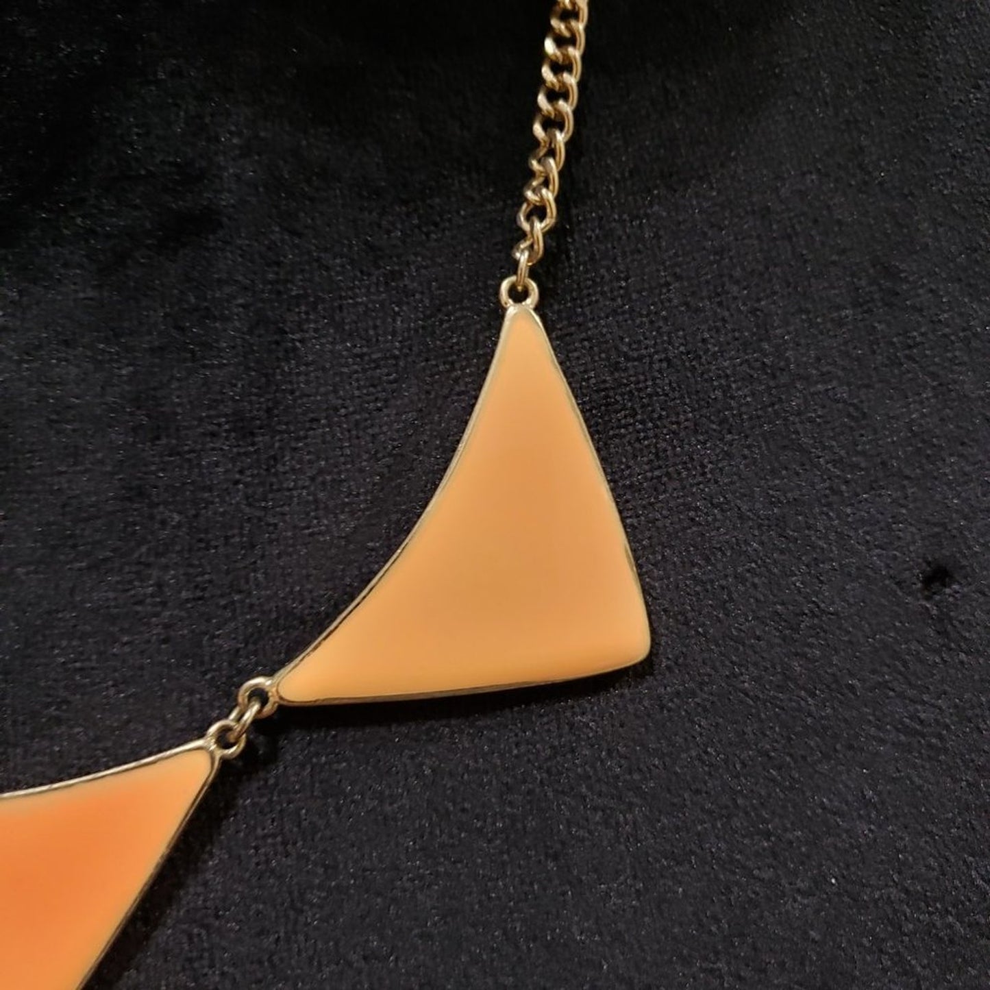 Womens Fashion Gold Tone Yellow Enamel Triangle Statement Necklace with Lobster