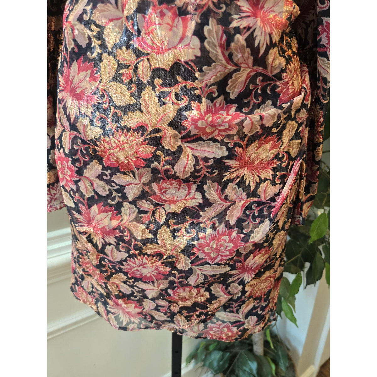 Express Sheath Mini Dress S Multi Floral Wrap V-Neck Puff Shoulder Causal Party