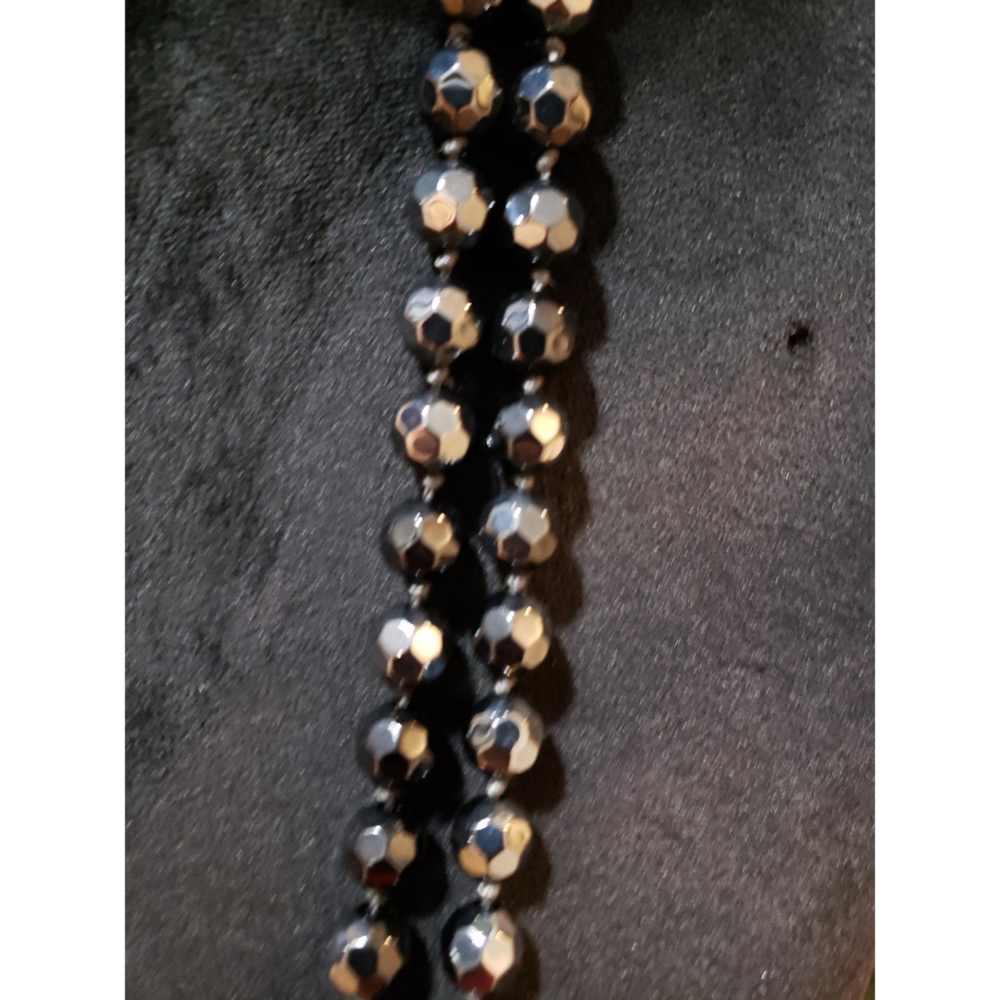 Womens Fashion Shimmering Faceted Glass Black Ball Beaded Long Necklace Jewelry