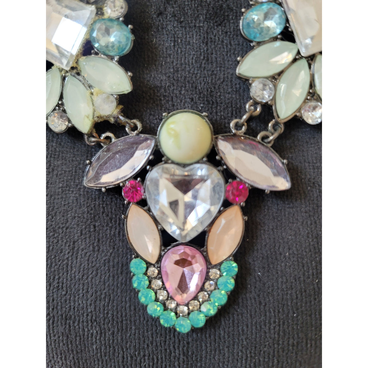 Women's Statement Crystal Rhinestone Bib Necklace With Lobster Clasp Jewelry