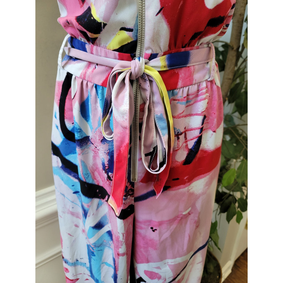 New York & Company Abstract Print Jumpsuit Women's Size Small Multicolor