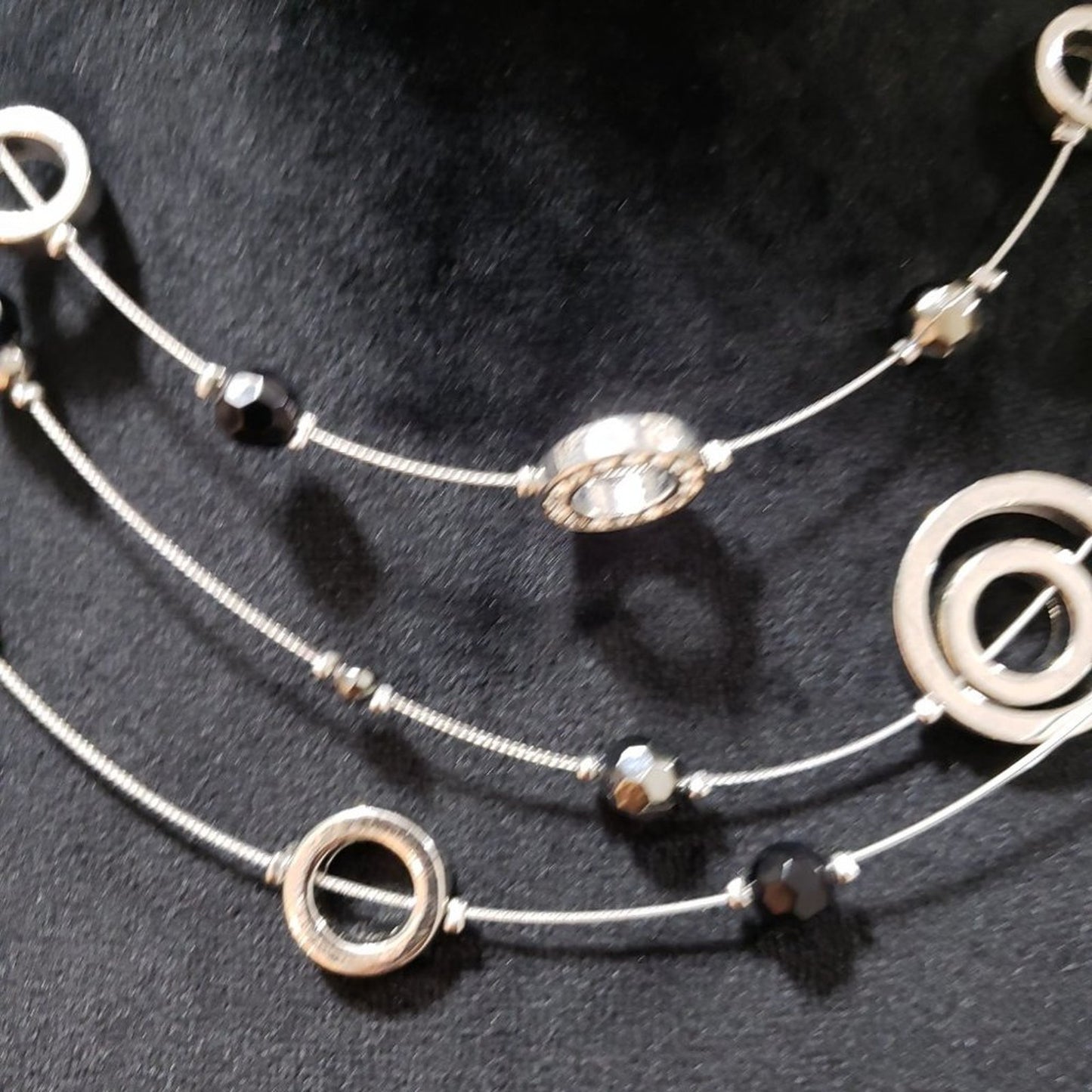 Cookie Lee Womens Silver & Black Beaded Galaxy Fashion Jewellery Necklace