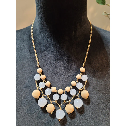 Women's Elegant Wooden and Glass Bead Necklace Unique Chic Fashion Style