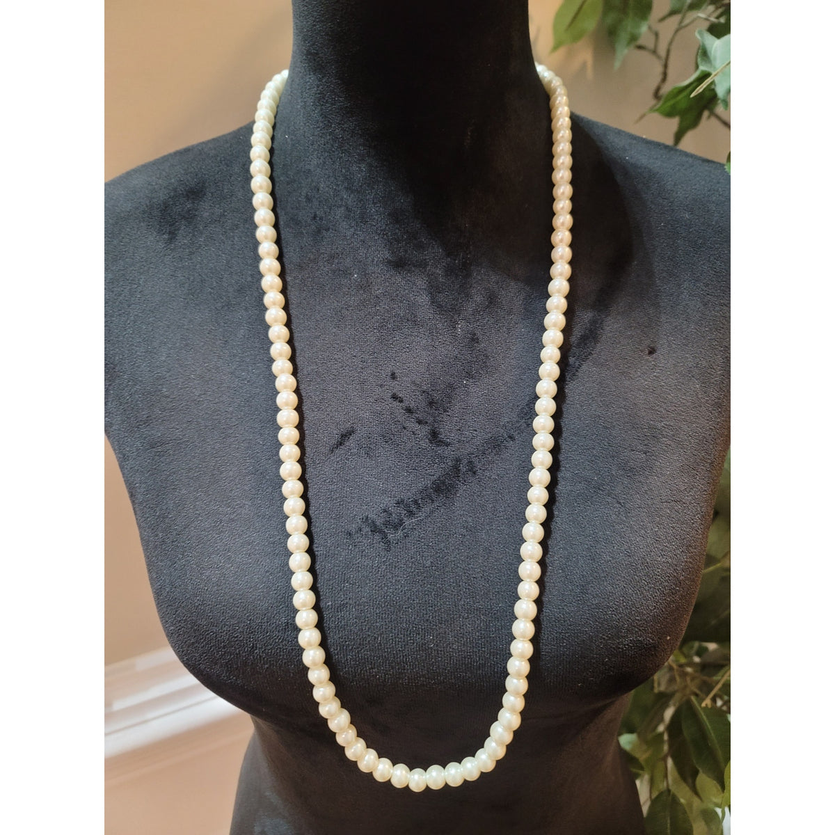 Women’s Pearl Beaded Necklace With Lobster Clasp Adjustable Gold Chain- Extended