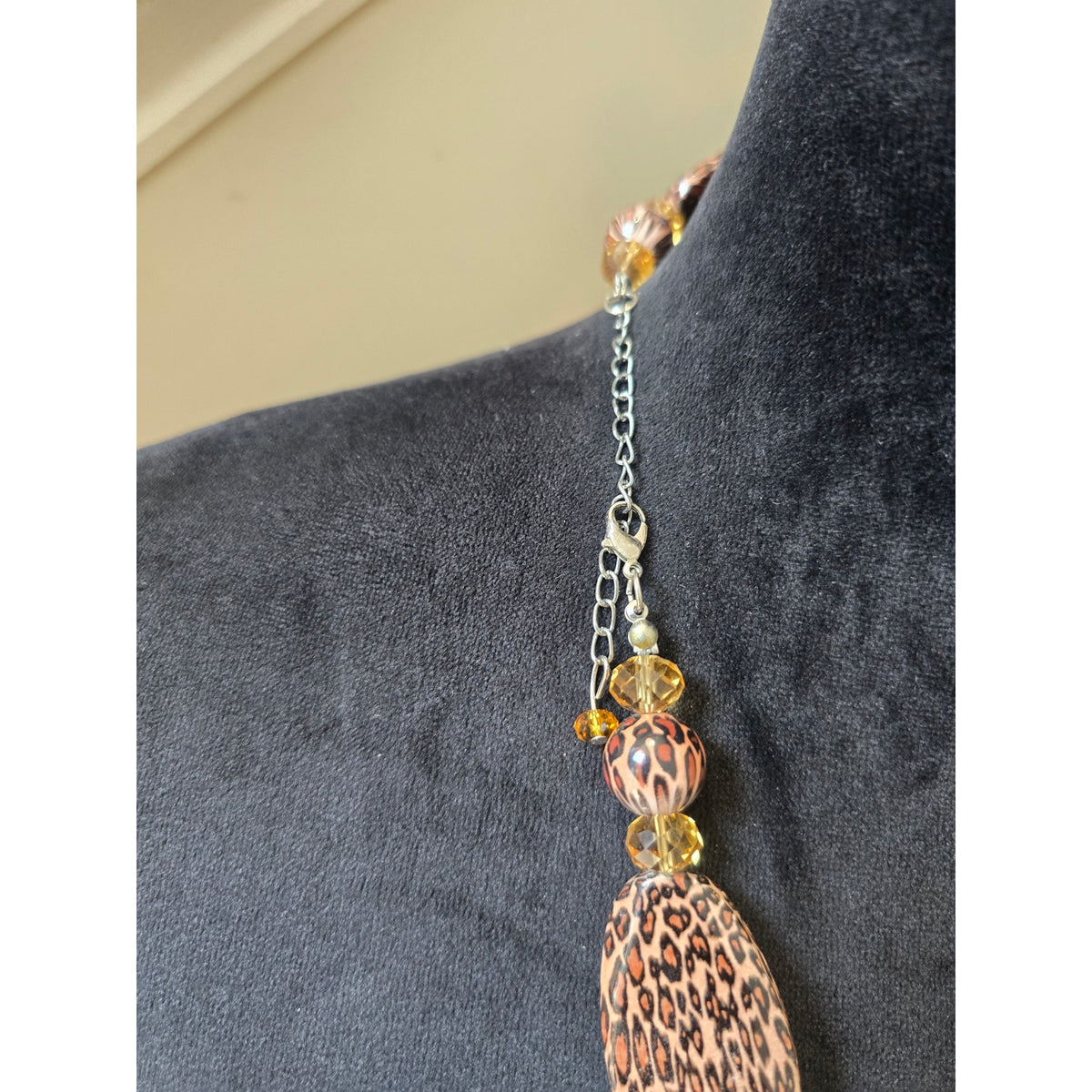Brown Leopard Print Chunky Beaded Statement Necklace