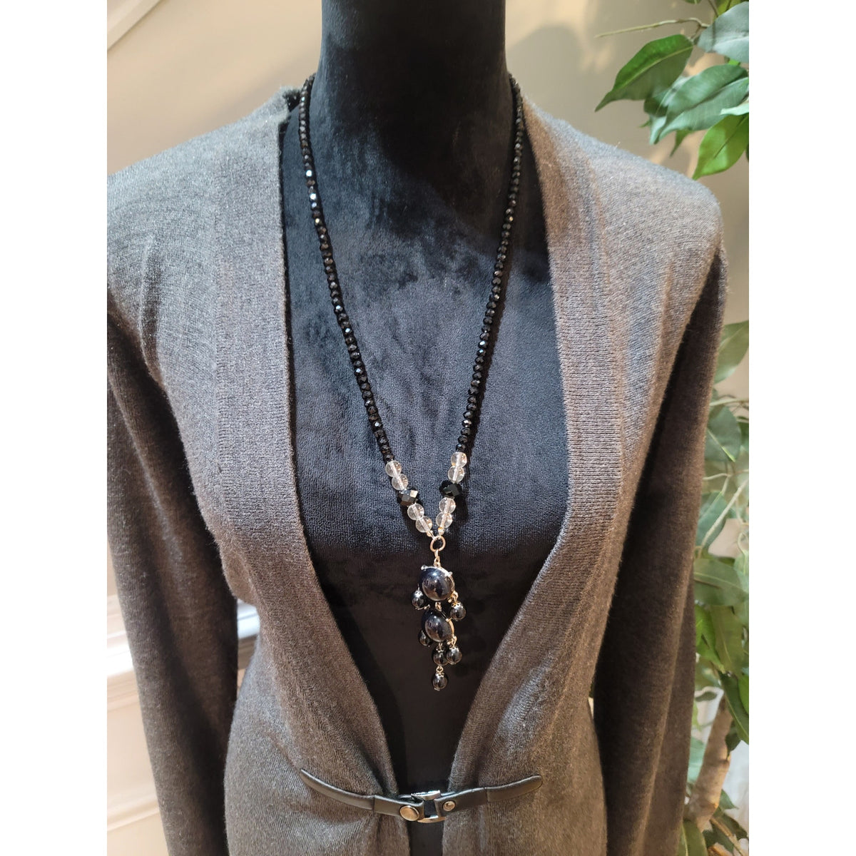 One World Longline Cardigan Sweater Women's Large Gray Buckle Front Long Sleeve