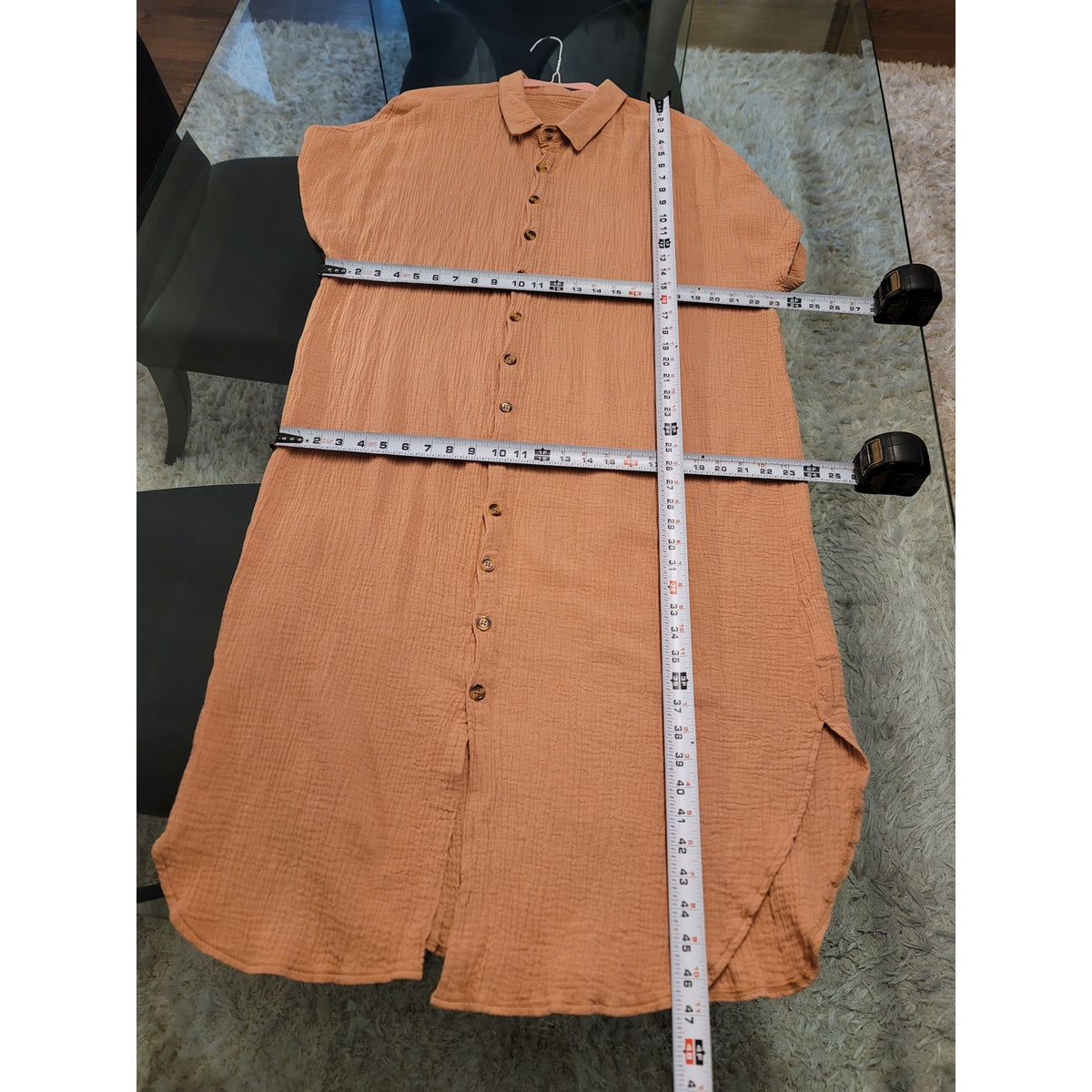 Shirt Dress Women's Size 2X-Large Coral 100% Polyester Collared Short Sleeves