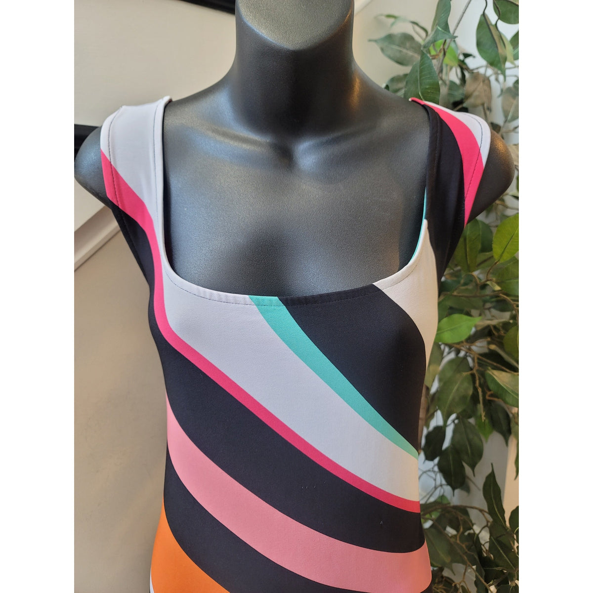 Glamour Maxi Dress Women's 18 Multi Stretch Striped Sunset Strip Scoop Casual