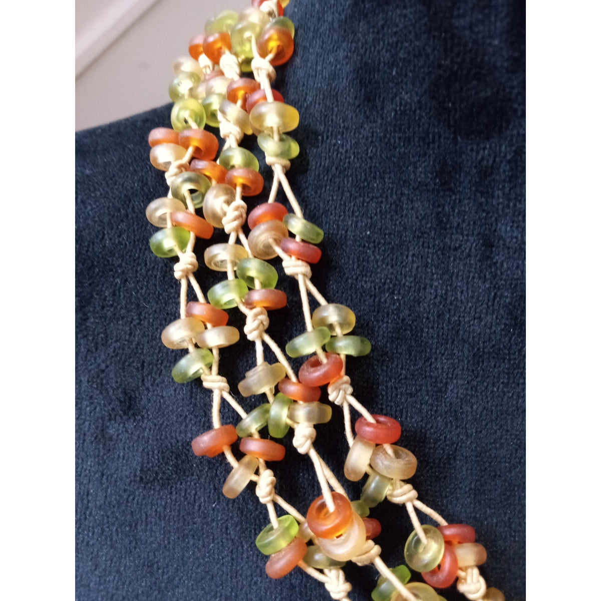 Multicolor Seed Bead Multi Strand Necklace Boho Handmade Statement Necklace