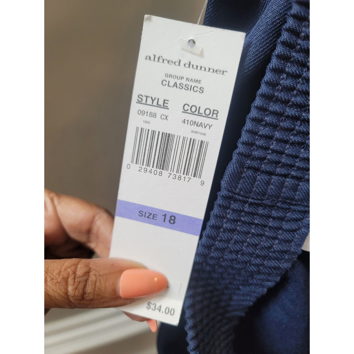 Alfred Dunner Pencil Skirt Women's Size 18 Blue Slash Pockets Back Vent Pleated