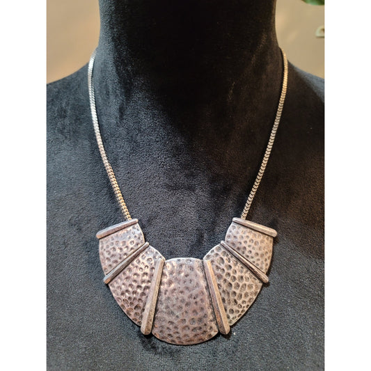 Women's Handmade Silver Metal Statement Necklace with Adjustable Chain
