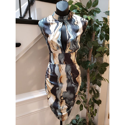 SHELN Women Multicolor Polyester Sleeveless Bodycon Knee Length Dress Size 8/10