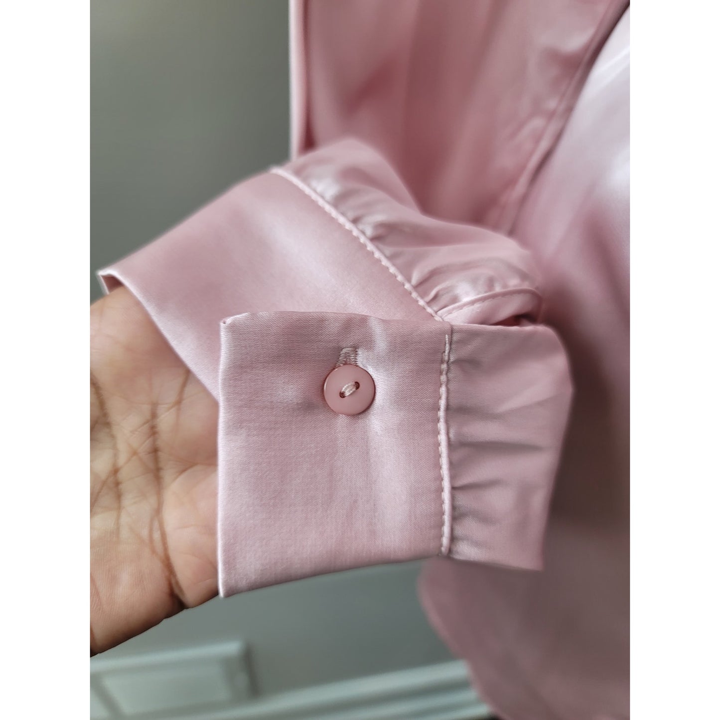 Fashion Nova First Priority Women Large Pink Satin Long Sleeve Dress