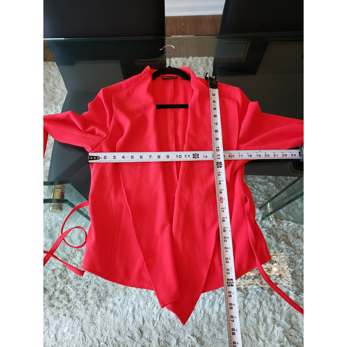 7th Avenue 2 Piece Suit Womens L/14 Red Pockets Slim Fit Notch Lapel Tie Waist