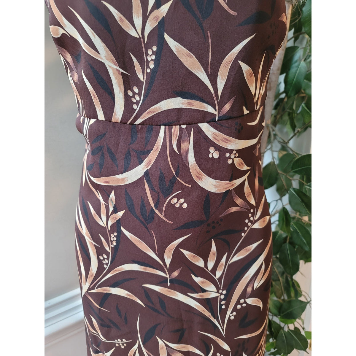Maggie and Me Dress Women's 16 Brown Sleeveless Floral Maxi Polyester