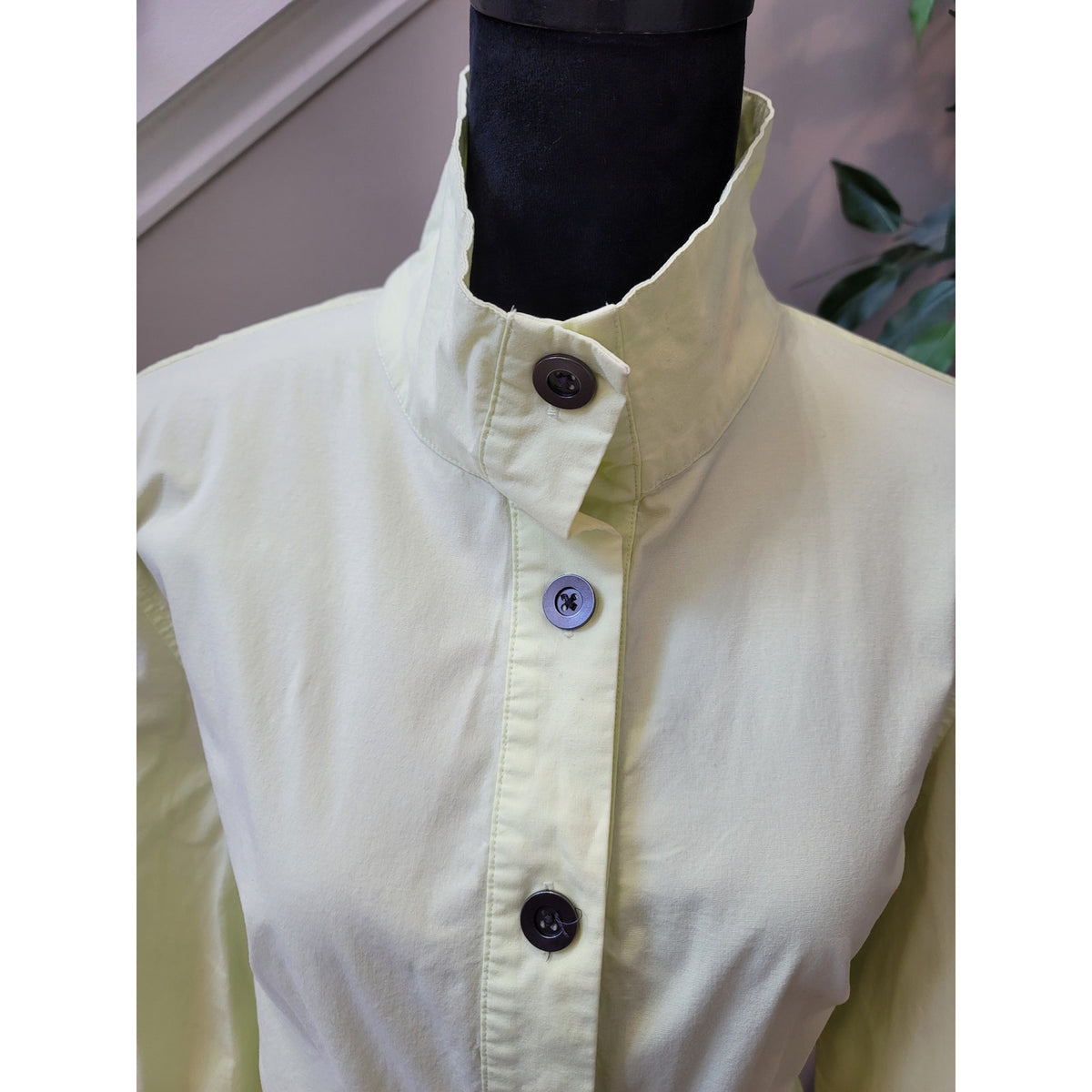 Chico’s Utility Jacket Women's SZ L Lime Green Button Up Flap Pockets Drawstring