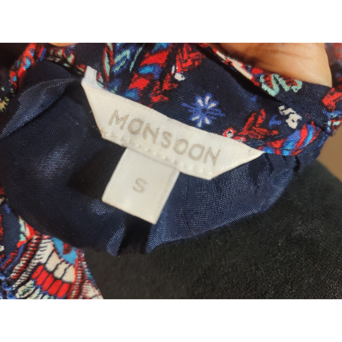 Monsoon Blouse Top Women's Small Multicolor Paisley Print Pleated Drop Shoulder
