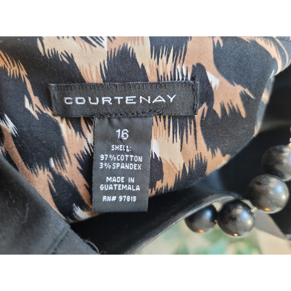 Courtenay Skirt Suit Women's SZ 16 Black/Beige Animal Print Belted Short Sleeve