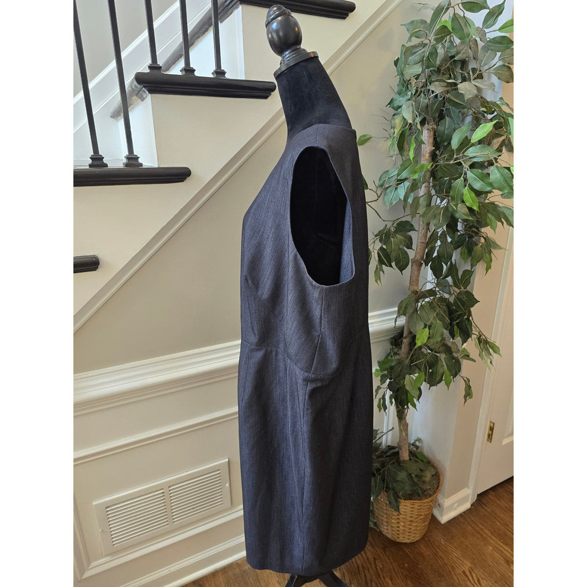 Calvin Klein Sheath Dress Women's Size 20W Black Front Ring Zipper Sleeveless