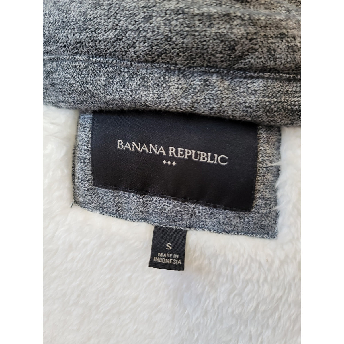 Banana Republic Puffer Vest Women's Small Gray Quilted Fleece Lined Front Zipper