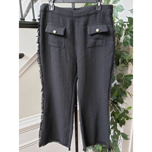 SHEIN Pants Womens Size 12 Black Polyester Pockets Back Zip Flat Front Wide Leg