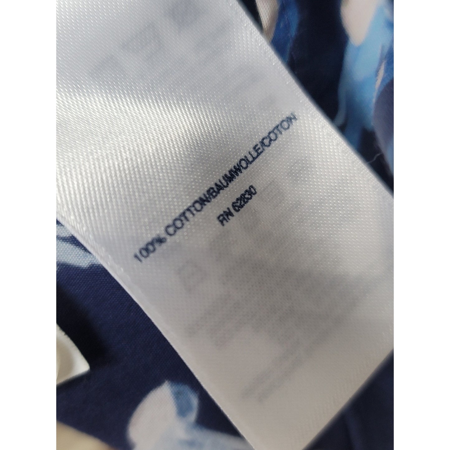 Lands End Shirt Women's Size 8 Blue Bird Print Long Sleeve Supima Cotton No Iron