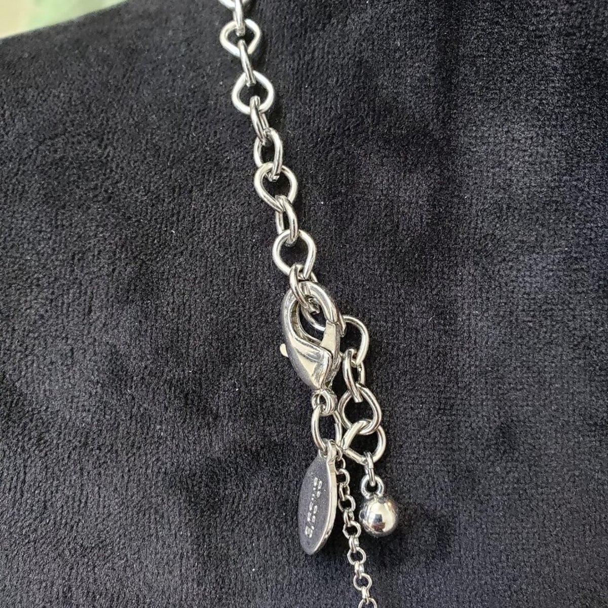 Chico's Multicolor Pearl Charm Silver Tone Chain Necklace with Lobster Clasp