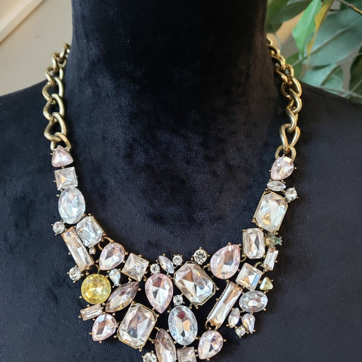 Sugarfix Women Multi Shaped Crystal Statement Collar Necklace with Lobster Clasp