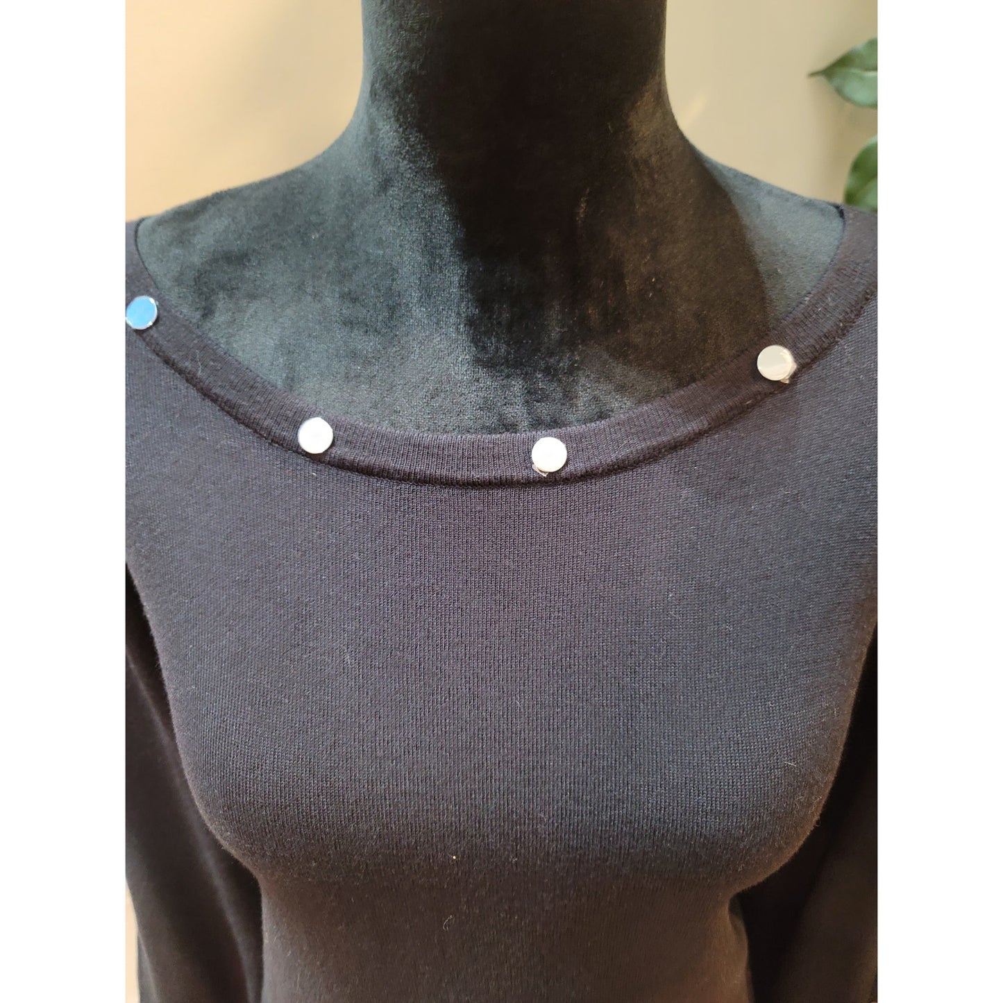 Alfani Sweater Women's Size 2X Black Long Sleeve Pullover with Button Detail