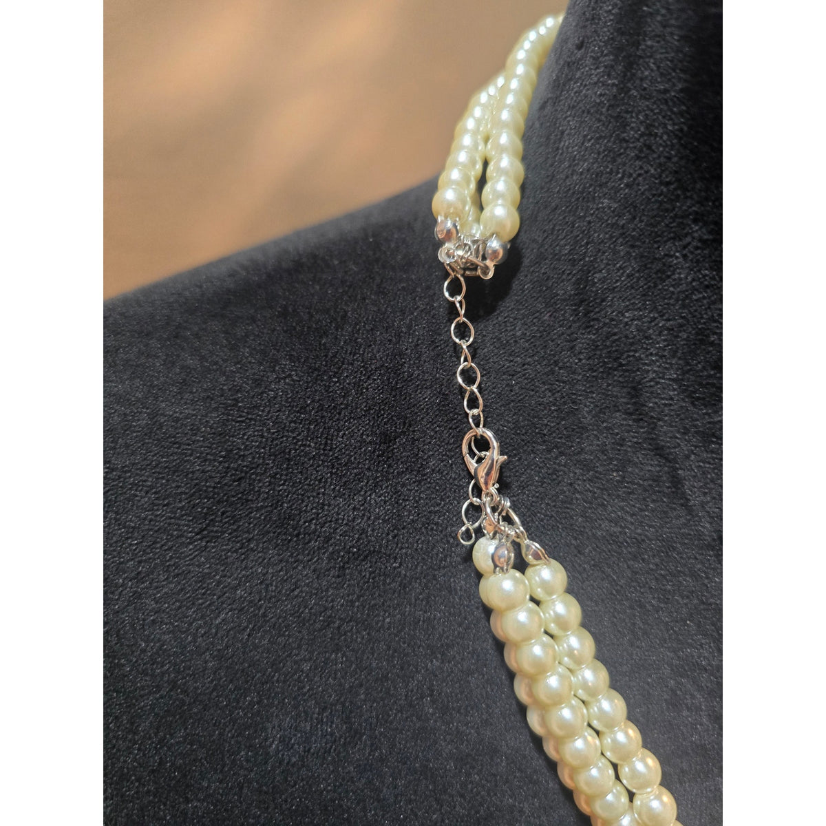 Women's Three Layer Pearl Necklace With Lobster Clasp Elegant Jewelry Gift
