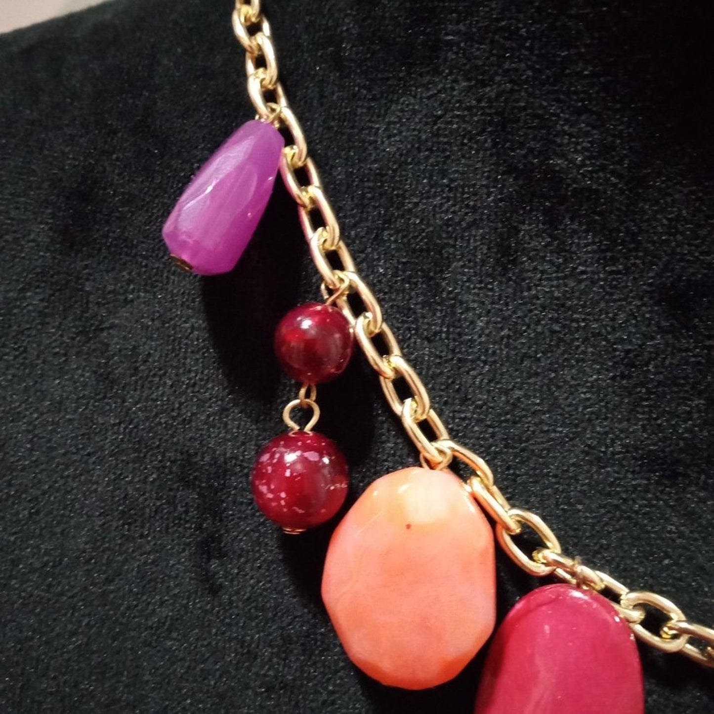 Womens Fashion Multicolor Gemstones Charm Collar Necklace with Lobster Clasp