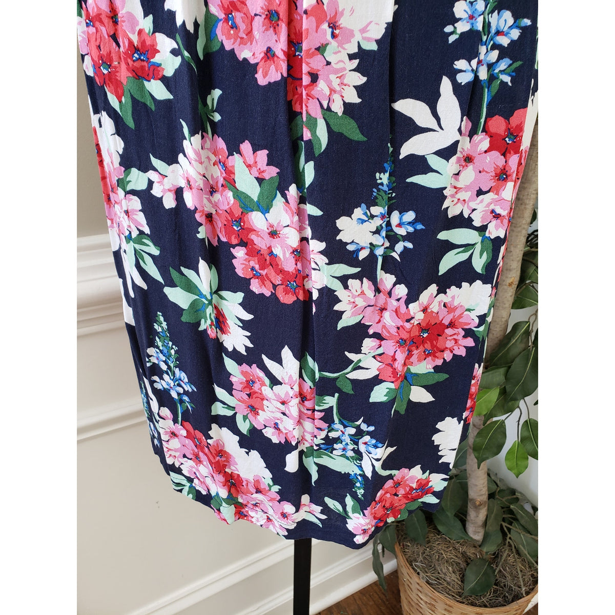 Jojo Maman Bebe Maternity Dress Womens Blue Floral Wrap V Neck Pleated Comfort M