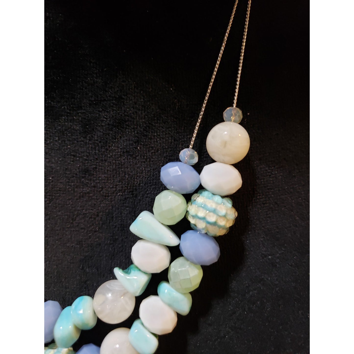 Womens Chunky 2 Strand Multi Mix Beads Statement Necklace Jewelry with Earrings