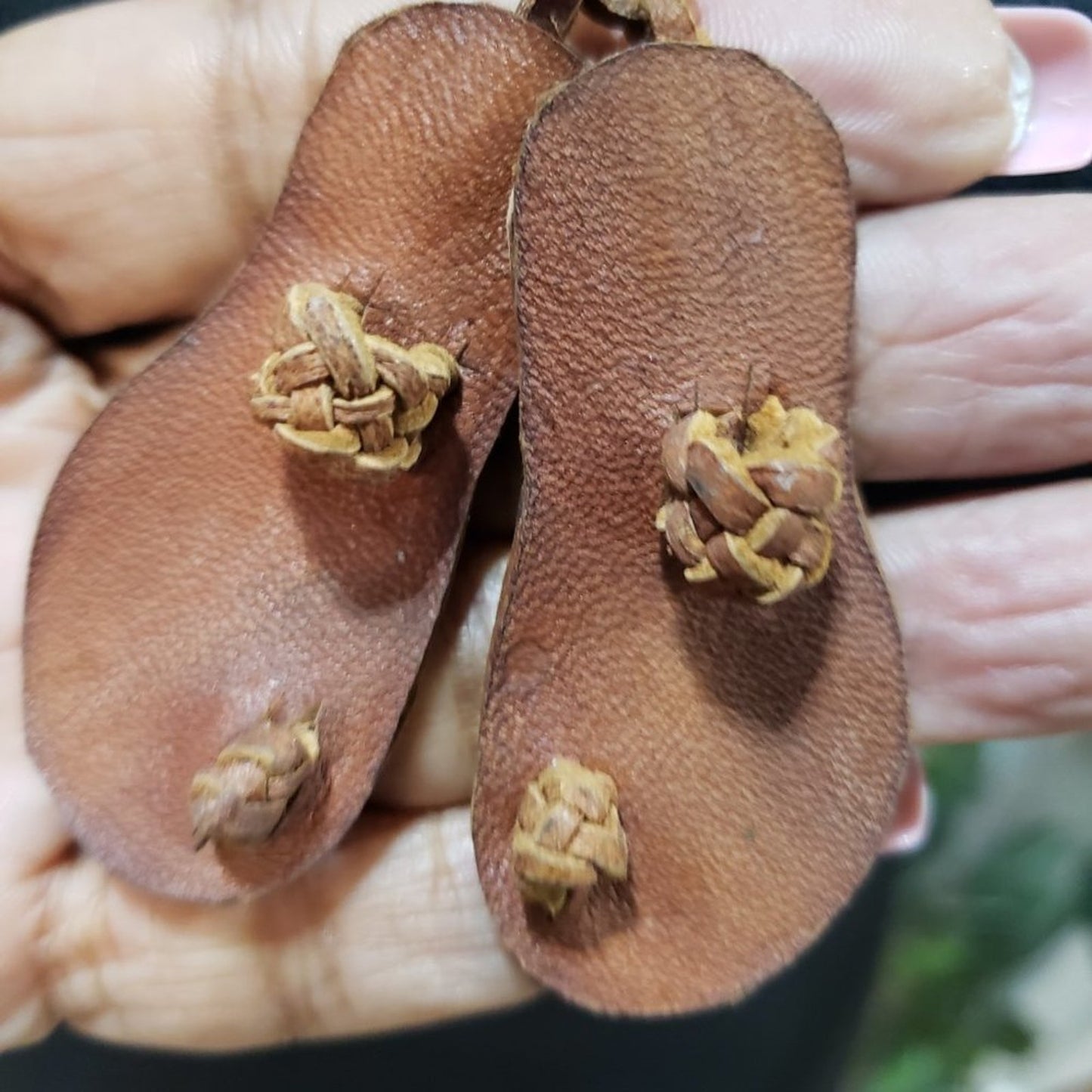 Womens Fashion Brown Leather Flip Flop Sandal Pendant String Necklace Jewelry