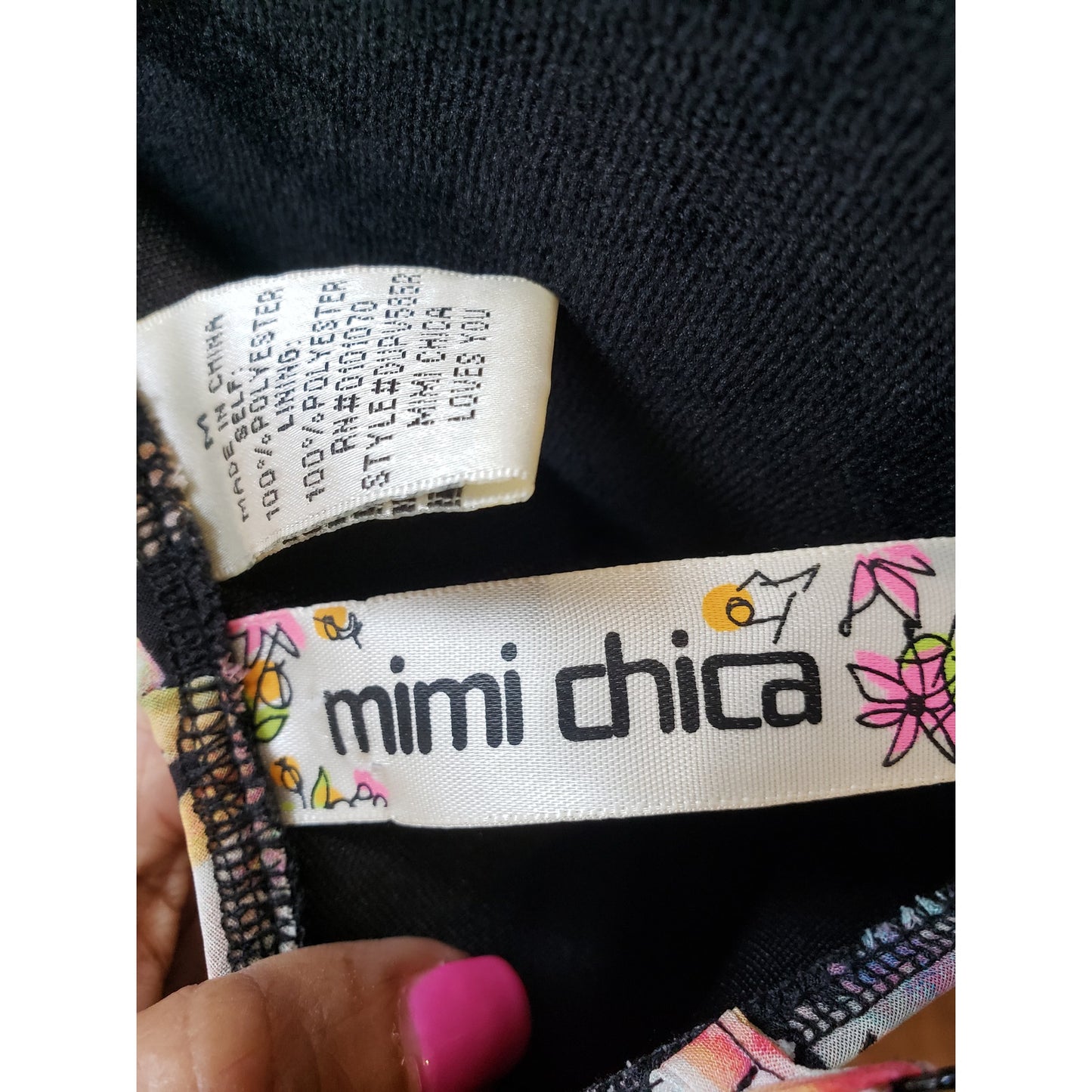 Mimi Chica Sheer Dress Womens Medium Black Floral Lined Ruffle Spaghetti Strap